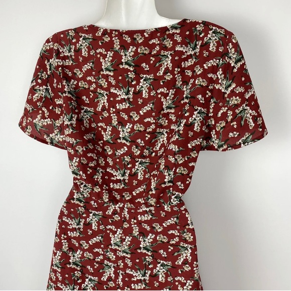 Mooloola Mini Dress Floral Rust Button Flutter Sleeve Christmas Xmas Boho Sz 10 - Picture 9 of 11